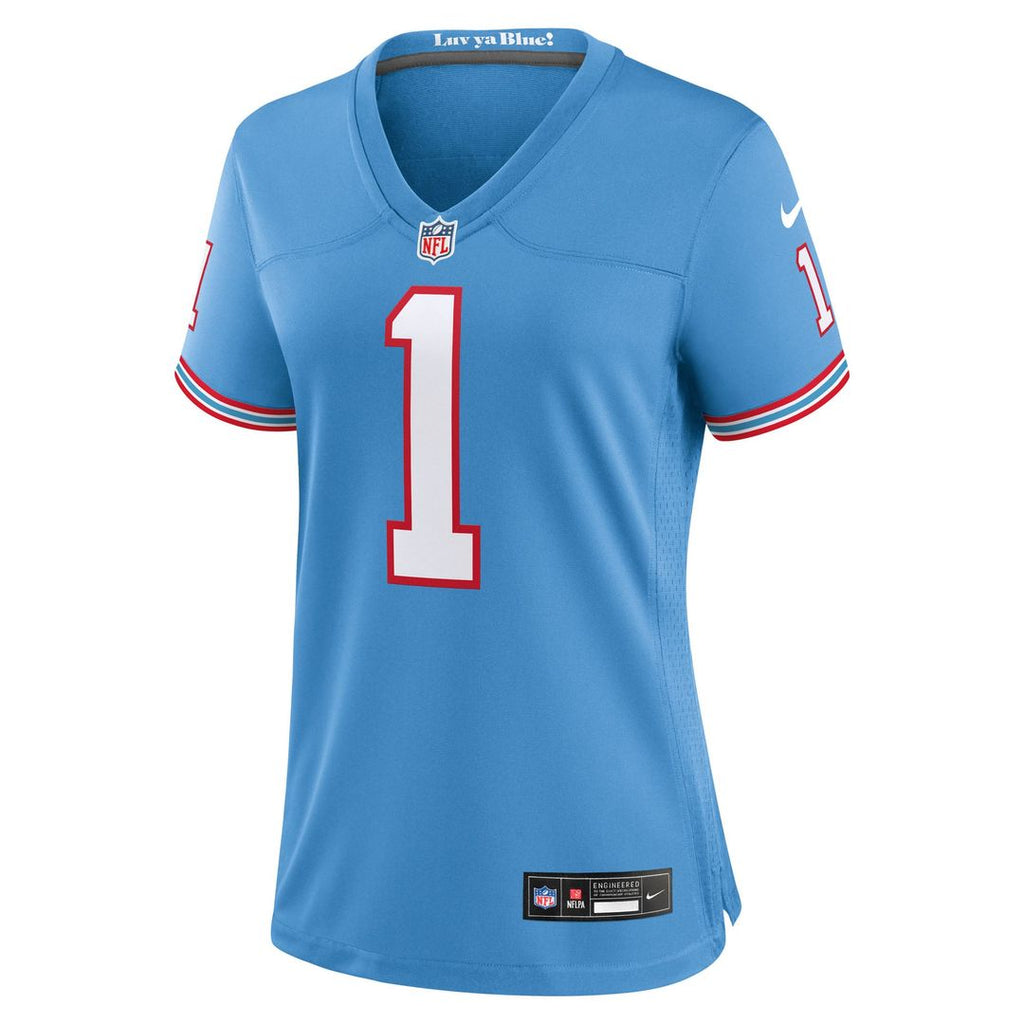 Women's Nike Tennessee Titans Cameron Ward Light Blue Alternate Oilers Throwback Game NFL Jersey