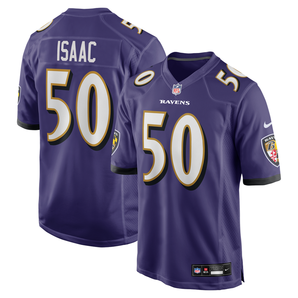 Men's Nike Baltimore Ravens Adisa Isaac Purple Team Game NFL Jersey