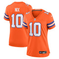 Women's Nike Denver Broncos Bo Nix Orange Mile High Collection 1977 Throwback Player Game NFL Jersey