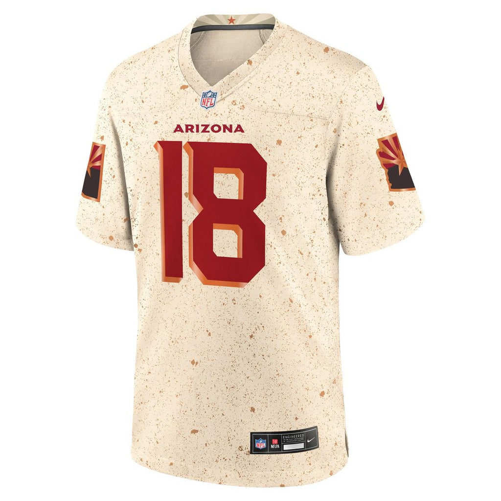 Men's Nike Arizona Cardinals Marvin Harrison Jr. Natural 2025 Rivalries Collection Game NFL Jersey