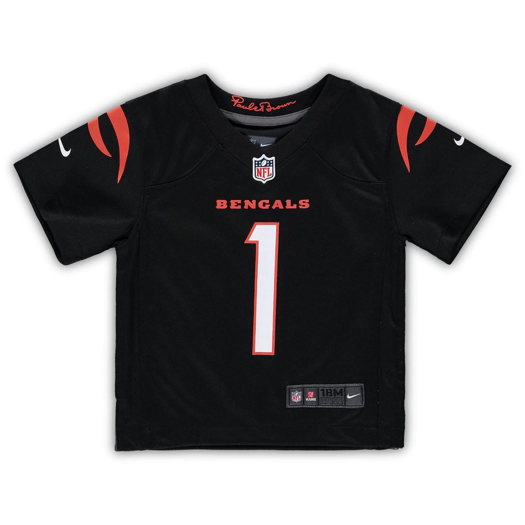 Infant Nike Cincinnati Bengals Ja'Marr Chase Black Team Player Game NFL Jersey