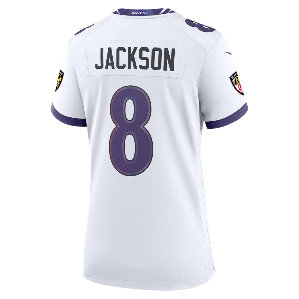 Women's Nike Baltimore Ravens Lamar Jackson White Game NFL Jersey