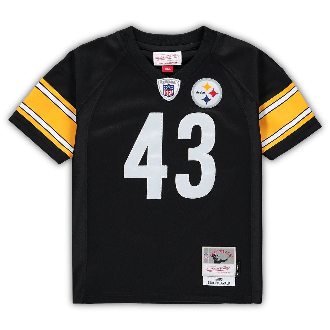 Toddler Mitchell & Ness Pittsburgh Steelers Troy Polamalu Black 2005 Retired Legacy NFL Jersey