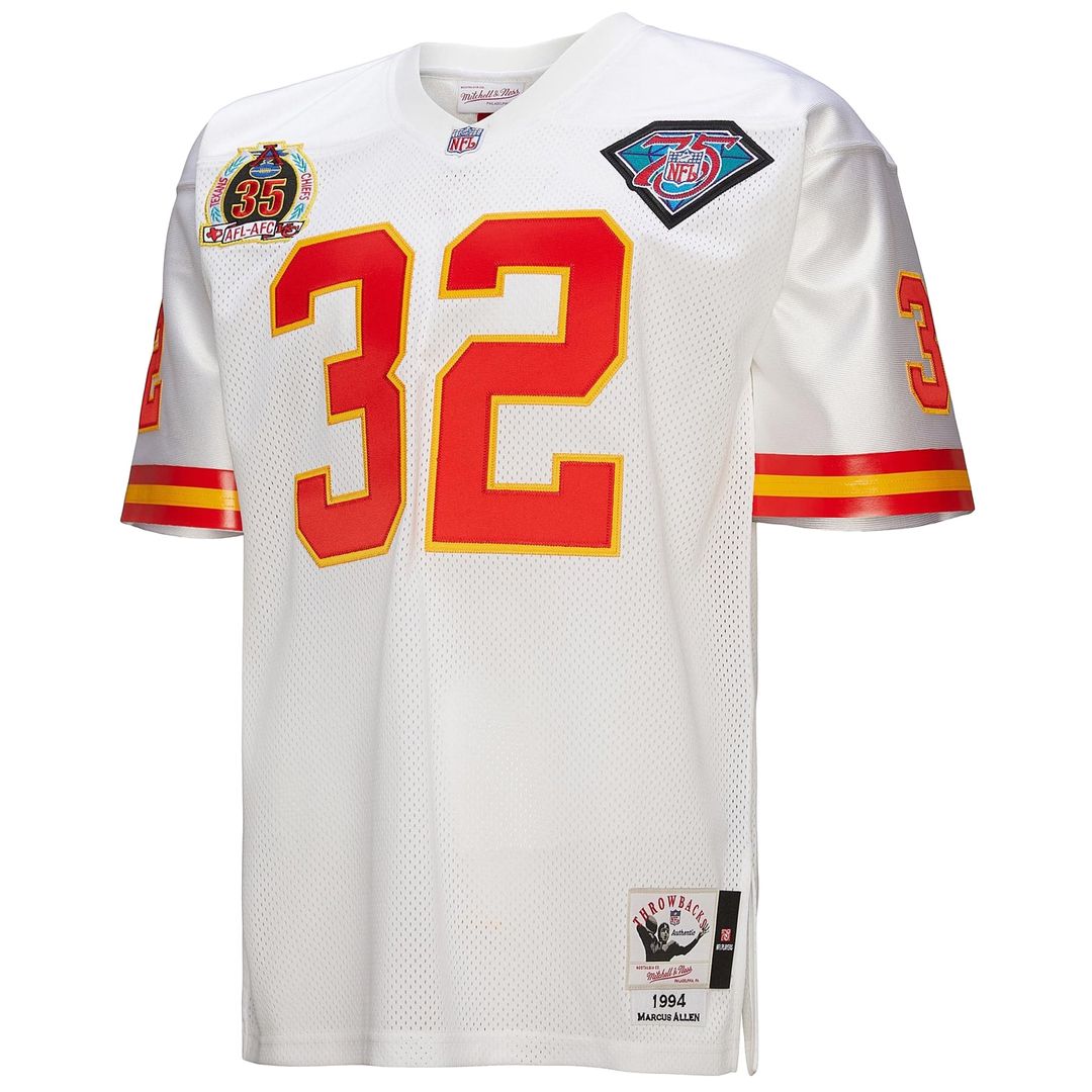 Men's Mitchell & Ness Kansas City Chiefs Marcus Allen White 1994 Authentic Throwback Retired Player NFL Jersey