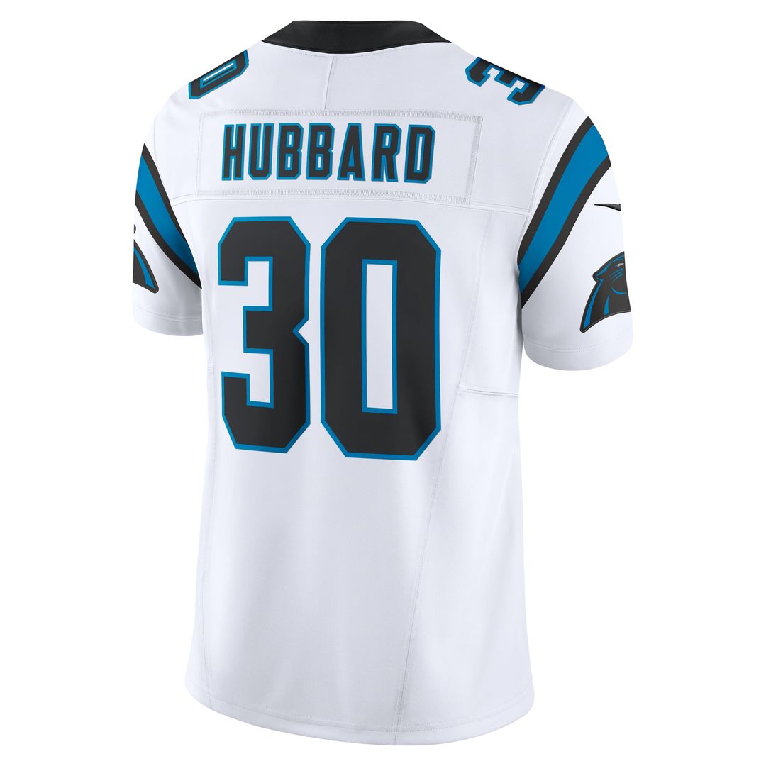 Men's Nike Carolina Panthers Chuba Hubbard White Vapor F.U.S.E. Limited NFL Jersey
