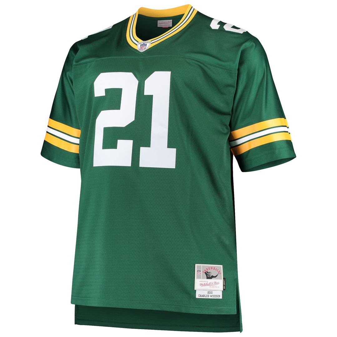 Men's Big & Tall Mitchell & Ness Green Bay Packers Charles Woodson Green 2010 Retired Player Replica NFL Jersey
