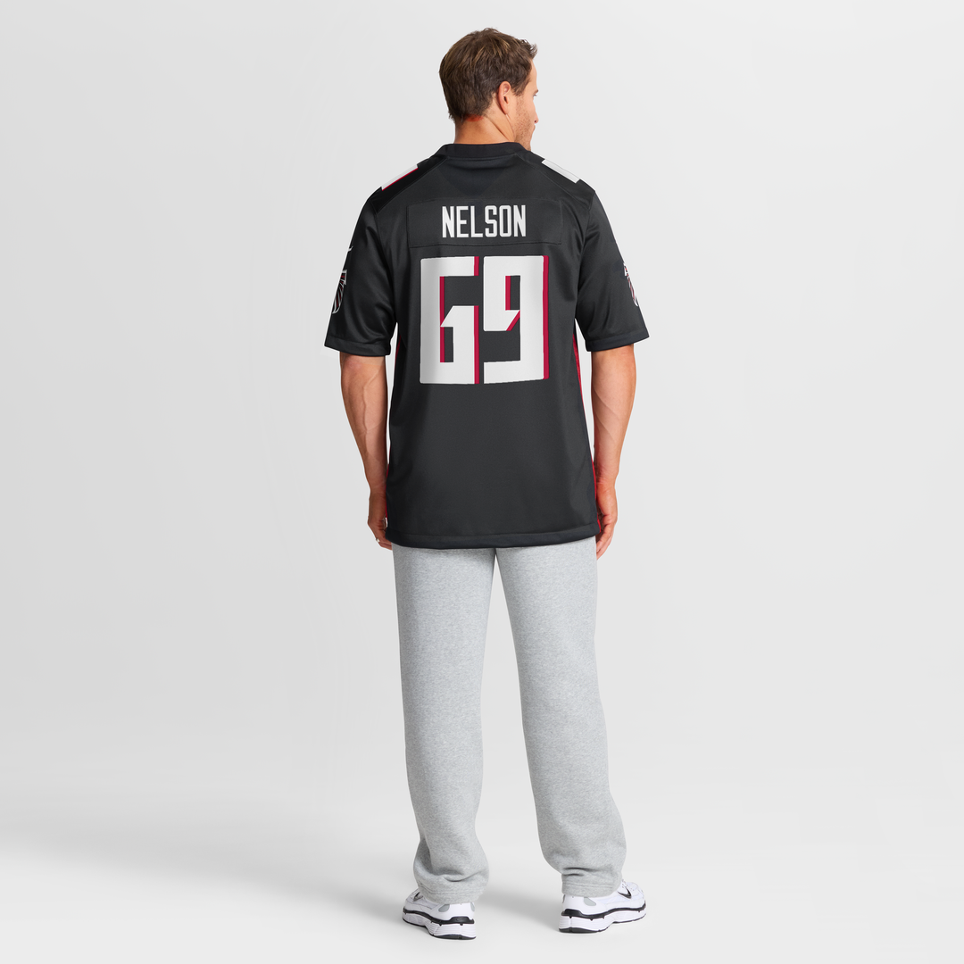 Men's Nike Atlanta Falcons Jack Nelson Black Team Game NFL Jersey