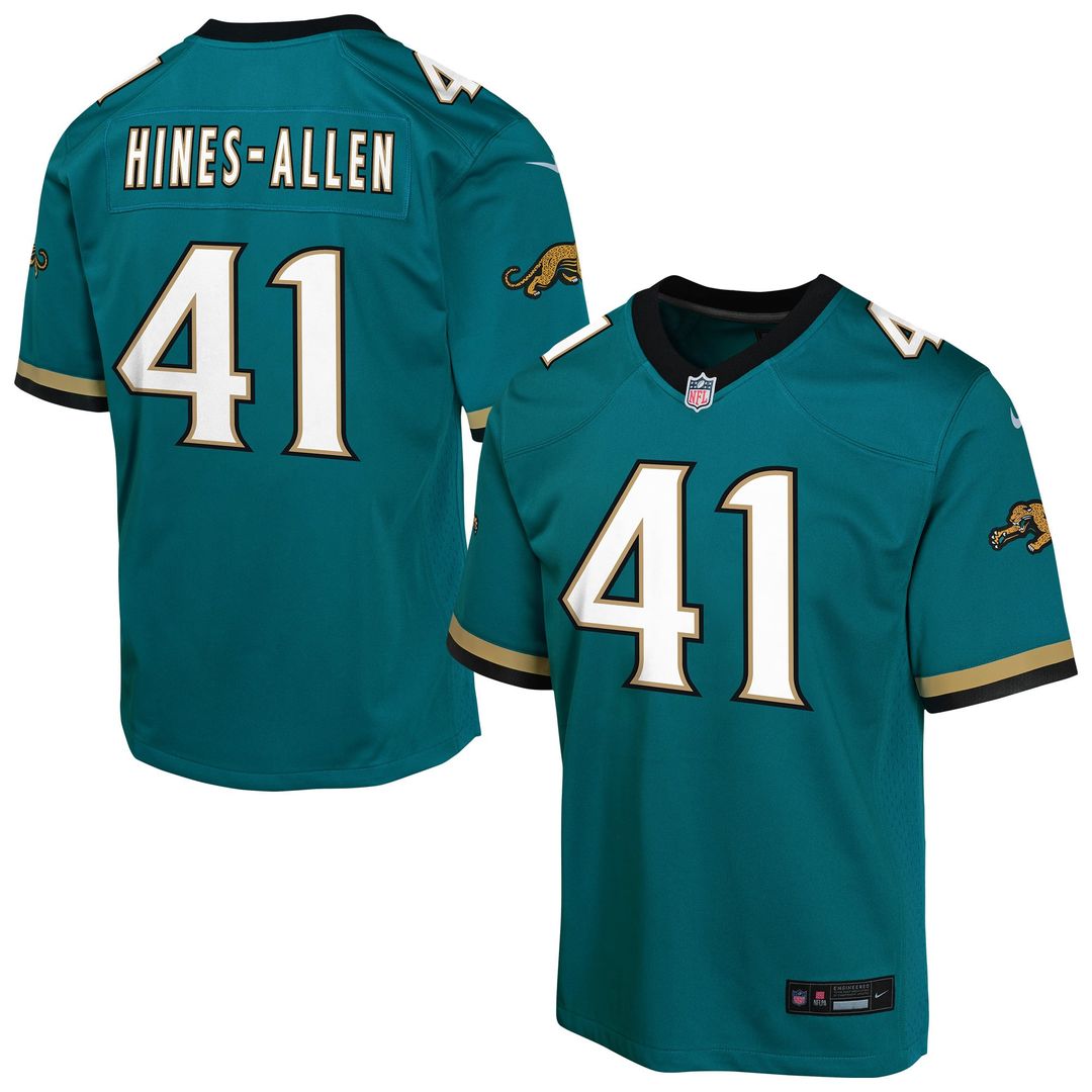 Youth Nike Jacksonville Jaguars Josh Hines-Allen Teal Alternate 2 Prowler Throwback Game NFL Jersey