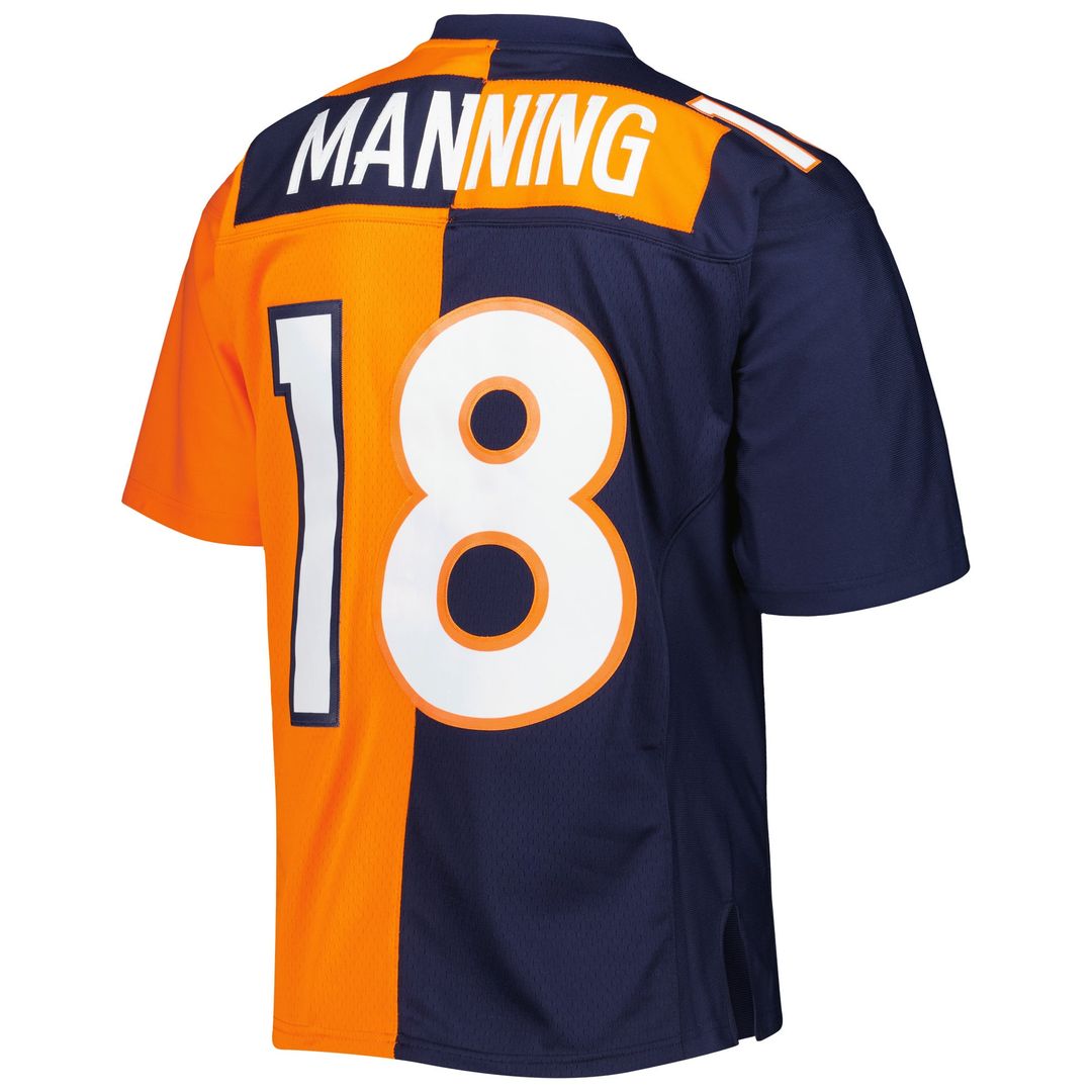 Men's Mitchell & Ness Denver Broncos Peyton Manning Navy/Orange 2015 Split Legacy Replica NFL Jersey