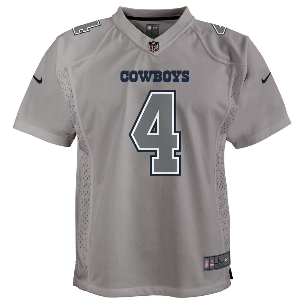Youth Nike Dallas Cowboys Dak Prescott Gray Atmosphere Game NFL Jersey