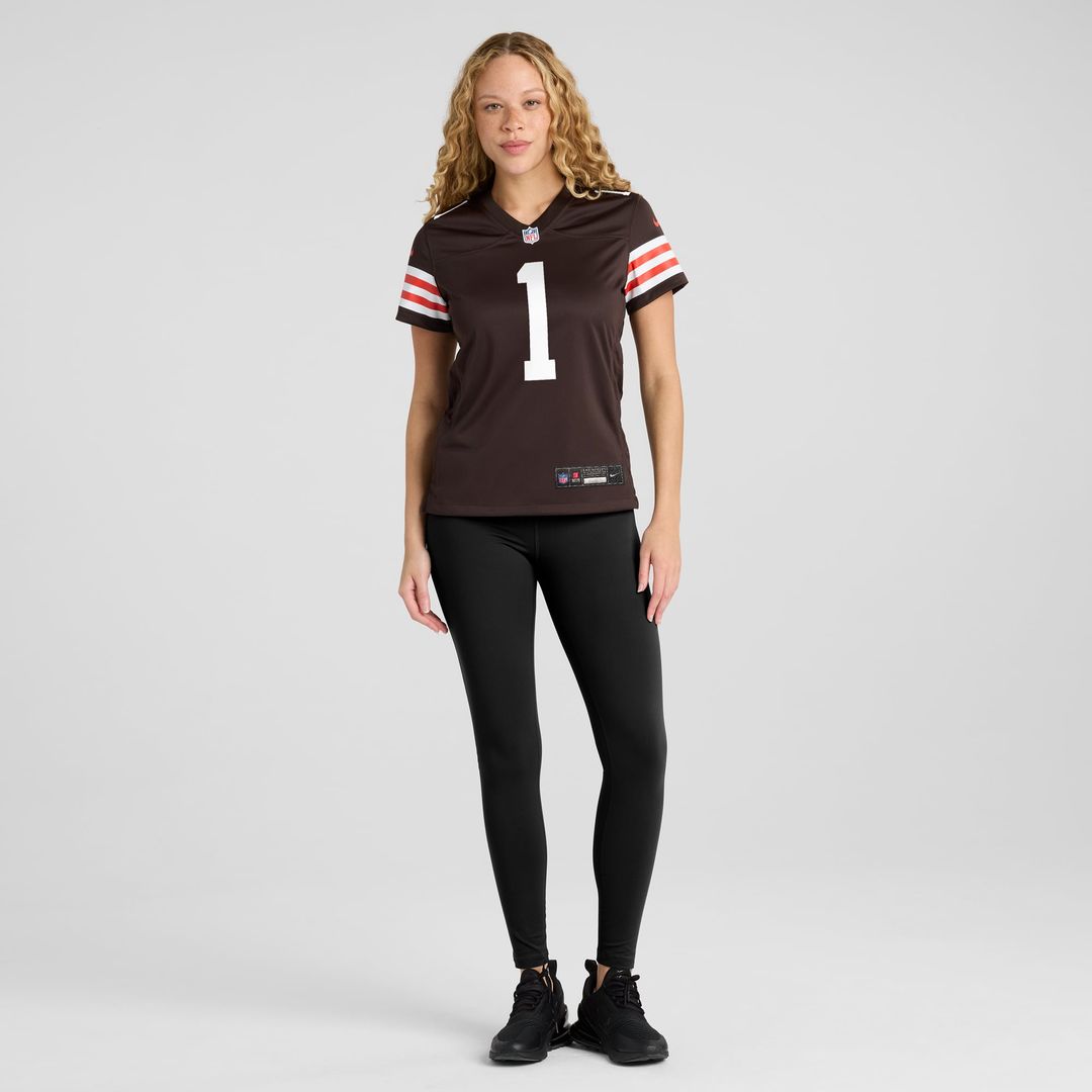 Women's Nike Cleveland Browns Number 1 Bride Brown Game NFL Jersey