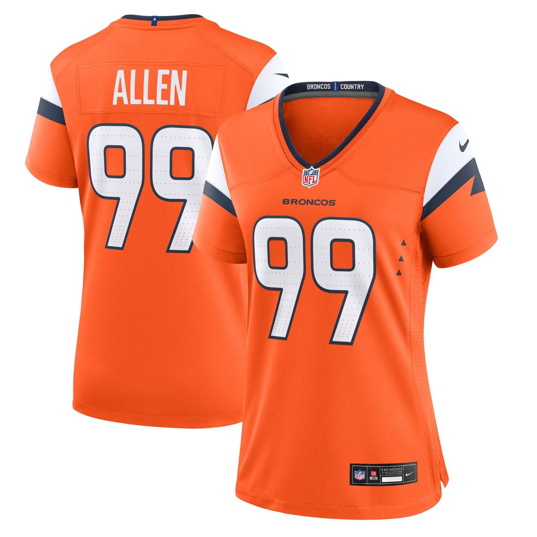 Women's Nike Denver Broncos Zach Allen Orange Team Game NFL Jersey