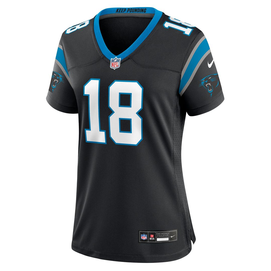 Women's Nike Carolina Panthers Jalen Coker Black Team Game NFL Jersey