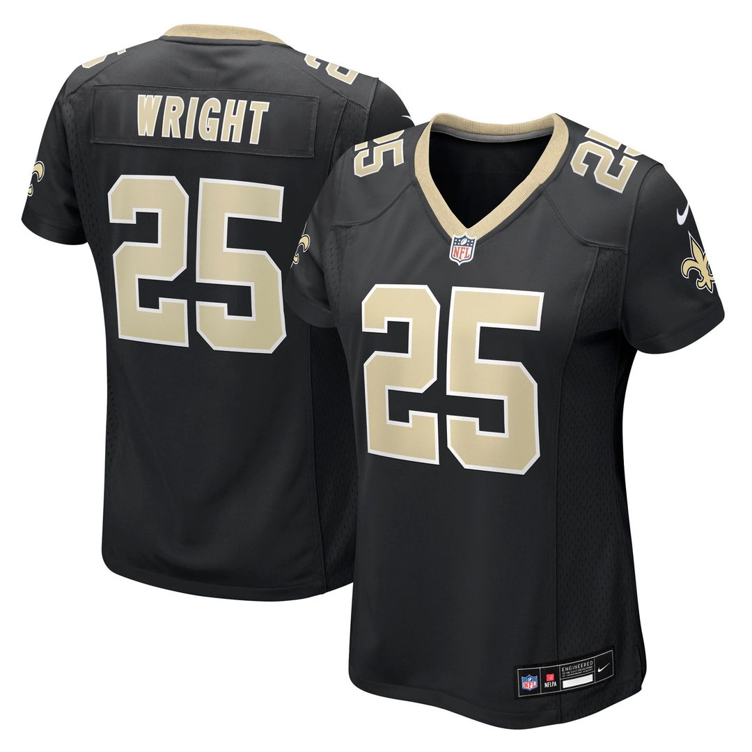 Women's Nike New Orleans Saints Rejzohn Wright Black Team Game NFL Jersey