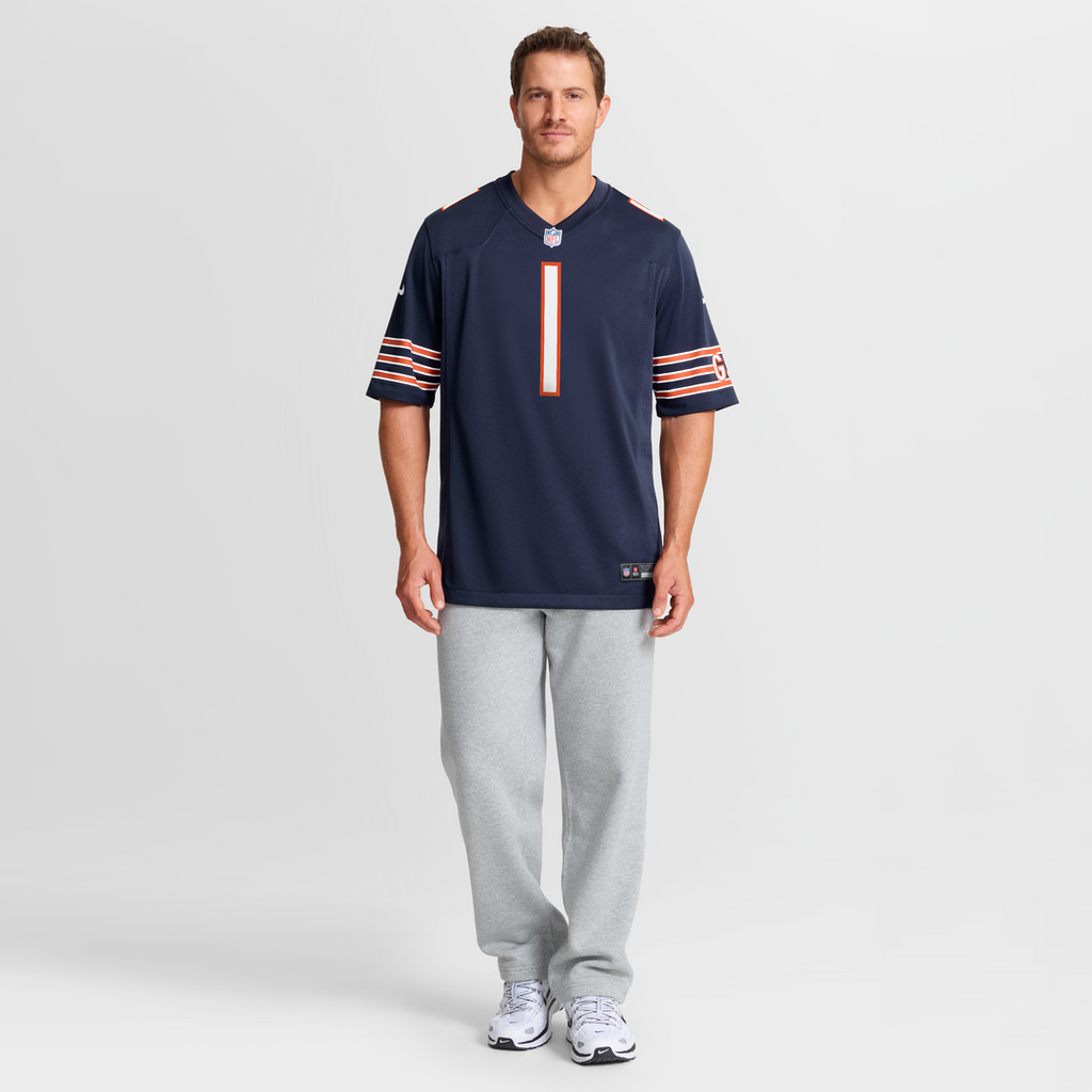 Men's Nike Chicago Bears Number 1 Groom Navy Game NFL Jersey