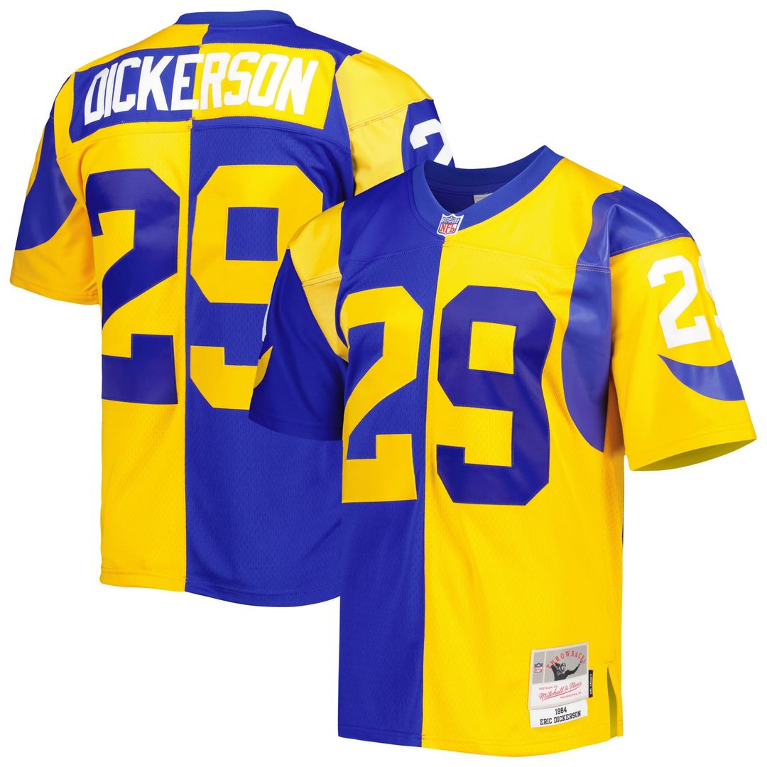 Men's Mitchell & Ness Los Angeles Rams Eric Dickerson Royal/Gold 1984 Split Legacy Replica NFL Jersey