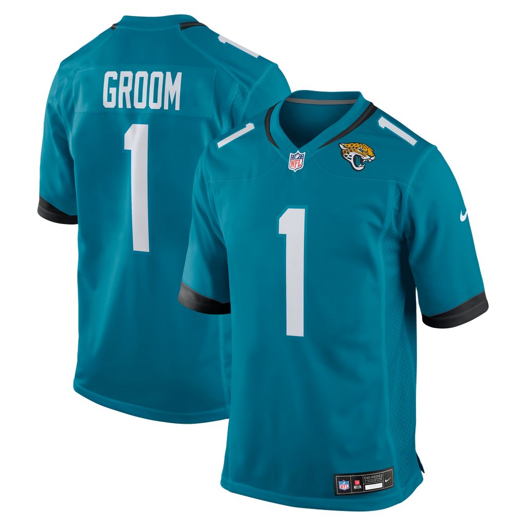 Men's Nike Jacksonville Jaguars Number 1 Groom Teal Game NFL Jersey