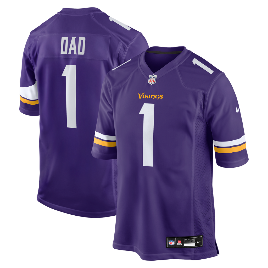 Men's Nike Minnesota Vikings Number 1 Dad Purple Game NFL Jersey