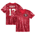 Girls' Youth San Francisco 49ers Brock Purdy Scarlet Sequin V-Neck Fashion NFL Jersey