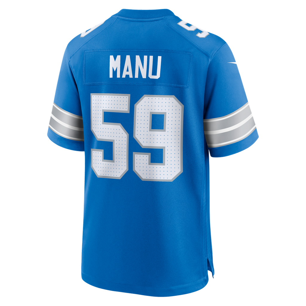 Men's Nike Detroit Lions Giovanni Manu Blue Team Game NFL Jersey