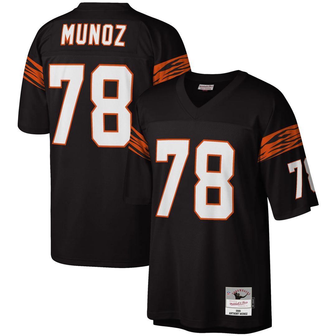 Men's Mitchell & Ness Cincinnati Bengals Anthony Muñoz Black Legacy Replica NFL Jersey