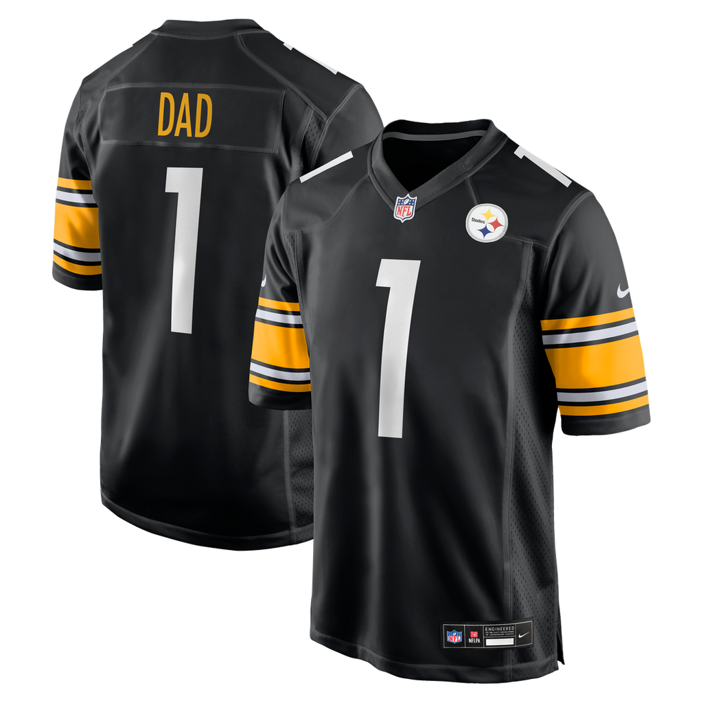 Men's Nike Pittsburgh Steelers Number 1 Dad Black Game NFL Jersey