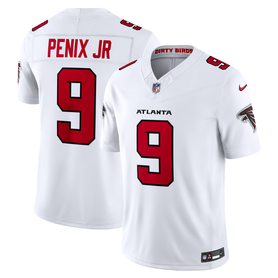 Men's Nike Atlanta Falcons Michael Penix Jr. Red Vapor F.U.S.E. Stitched Limited NFL Jersey