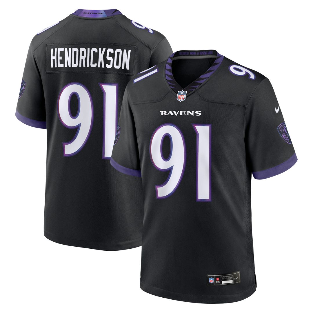 Men's Nike Baltimore Ravens Trey Hendrickson Purple Team Game NFL Jersey