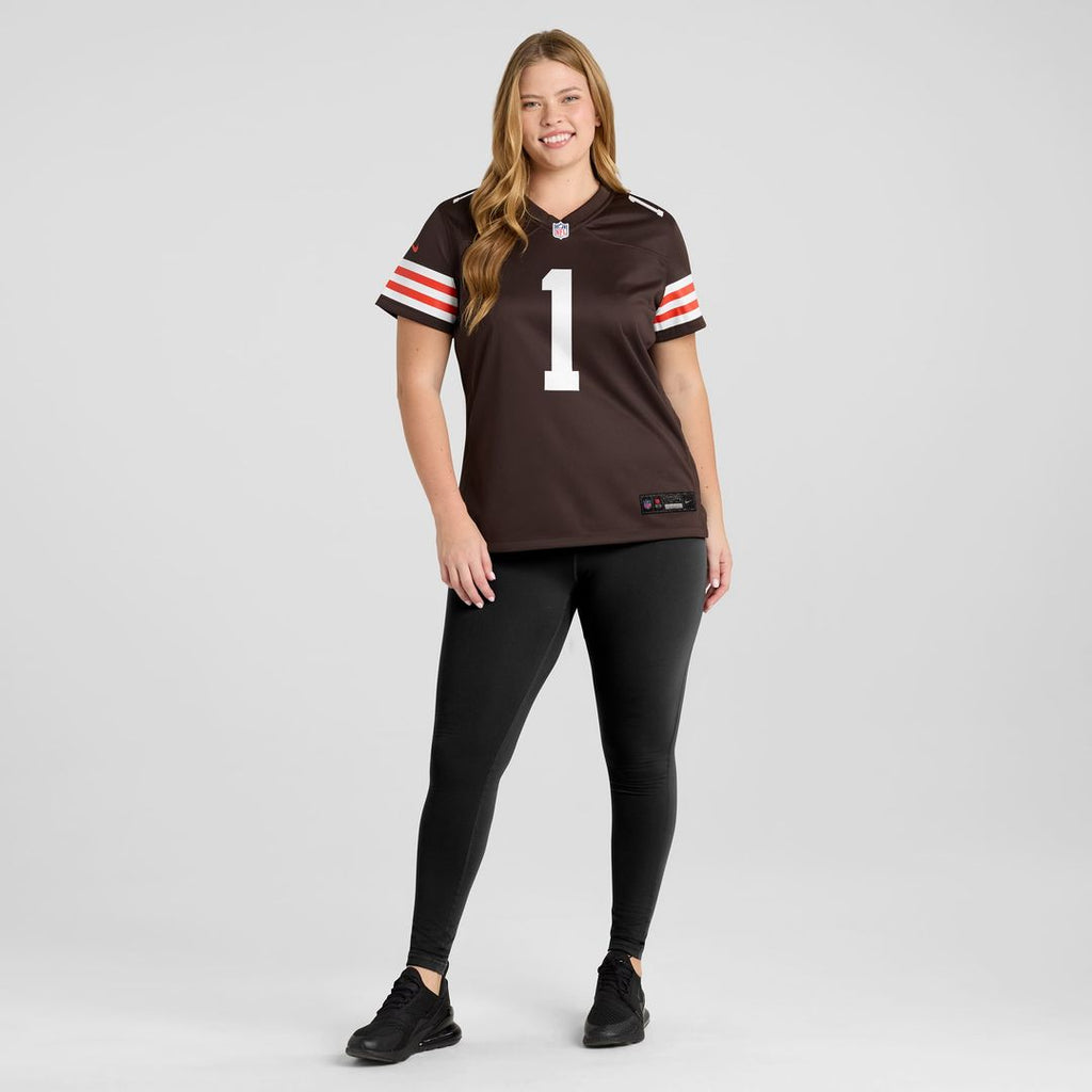 Women's Nike Cleveland Browns Number 1 Bride Brown Game NFL Jersey