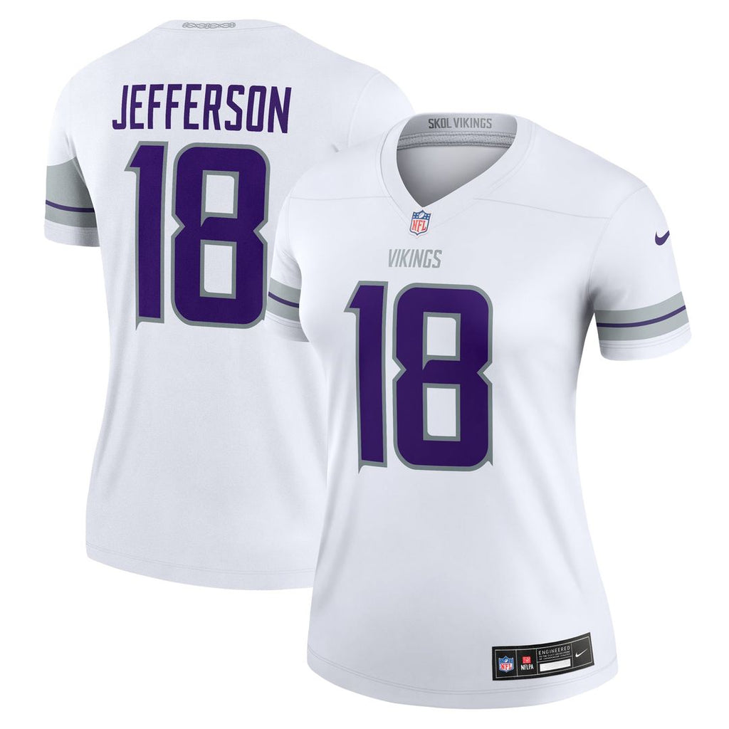 Women's Nike Minnesota Vikings Justin Jefferson White Alternate Legend Player NFL Performance Top