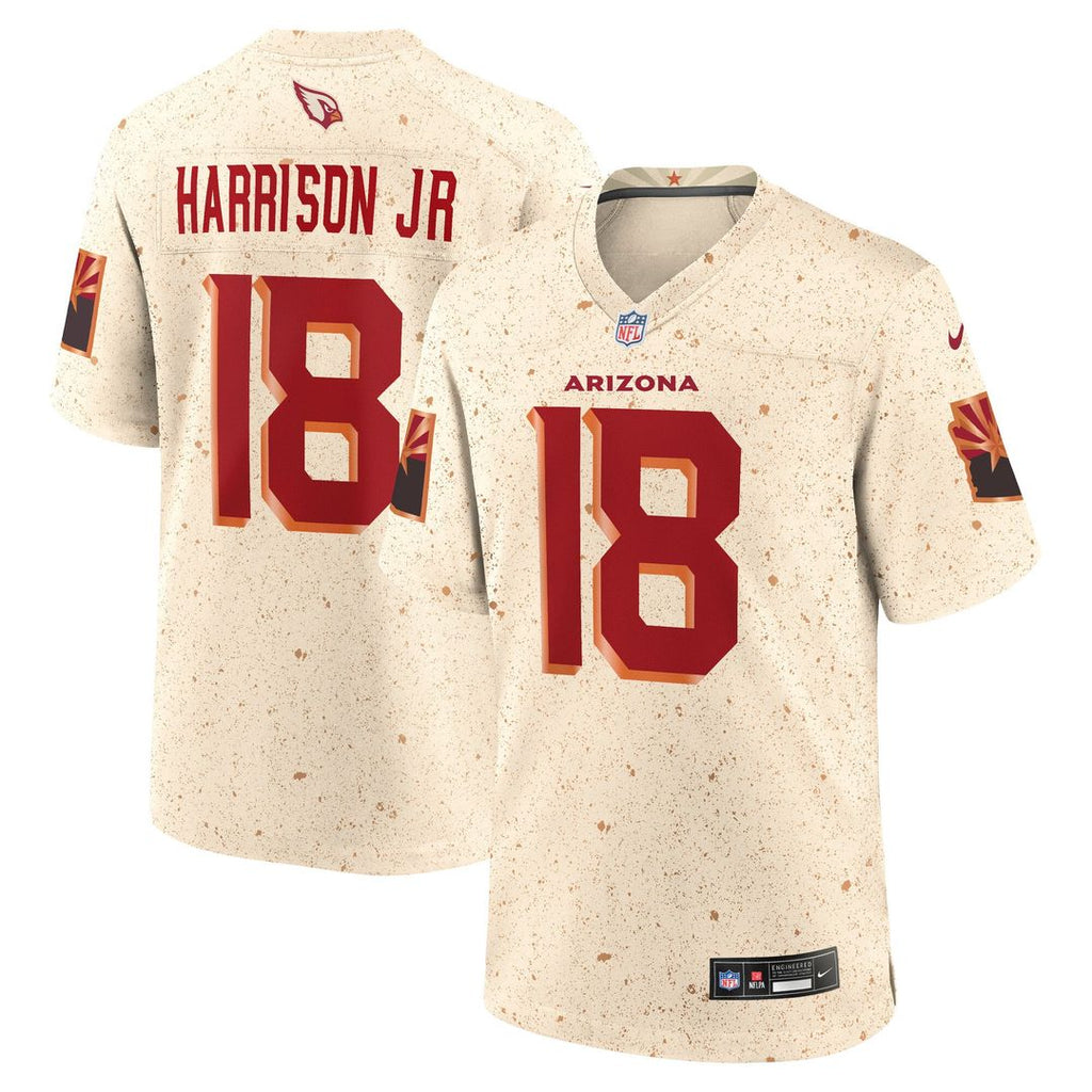 Men's Nike Arizona Cardinals Marvin Harrison Jr. Natural 2025 Rivalries Collection Game NFL Jersey