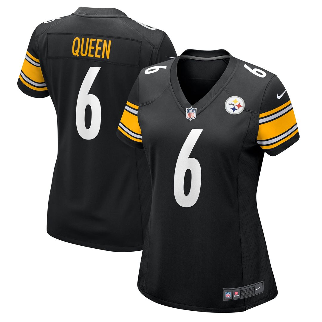 Women's Nike Pittsburgh Steelers Patrick Queen Black Team Game NFL Jersey