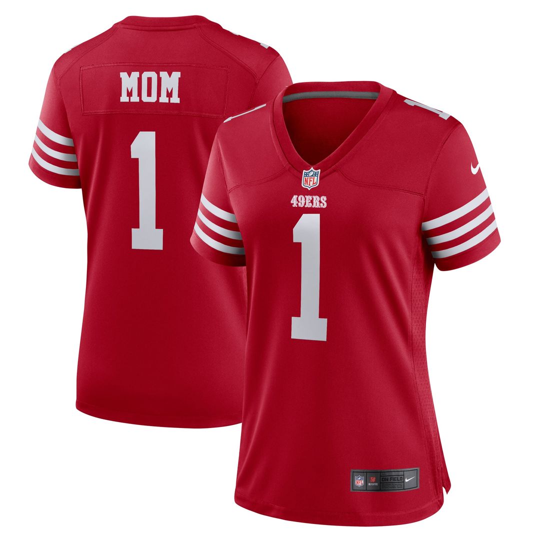 Women's Nike San Francisco 49ers Number 1 Mom Scarlet Game NFL Jersey