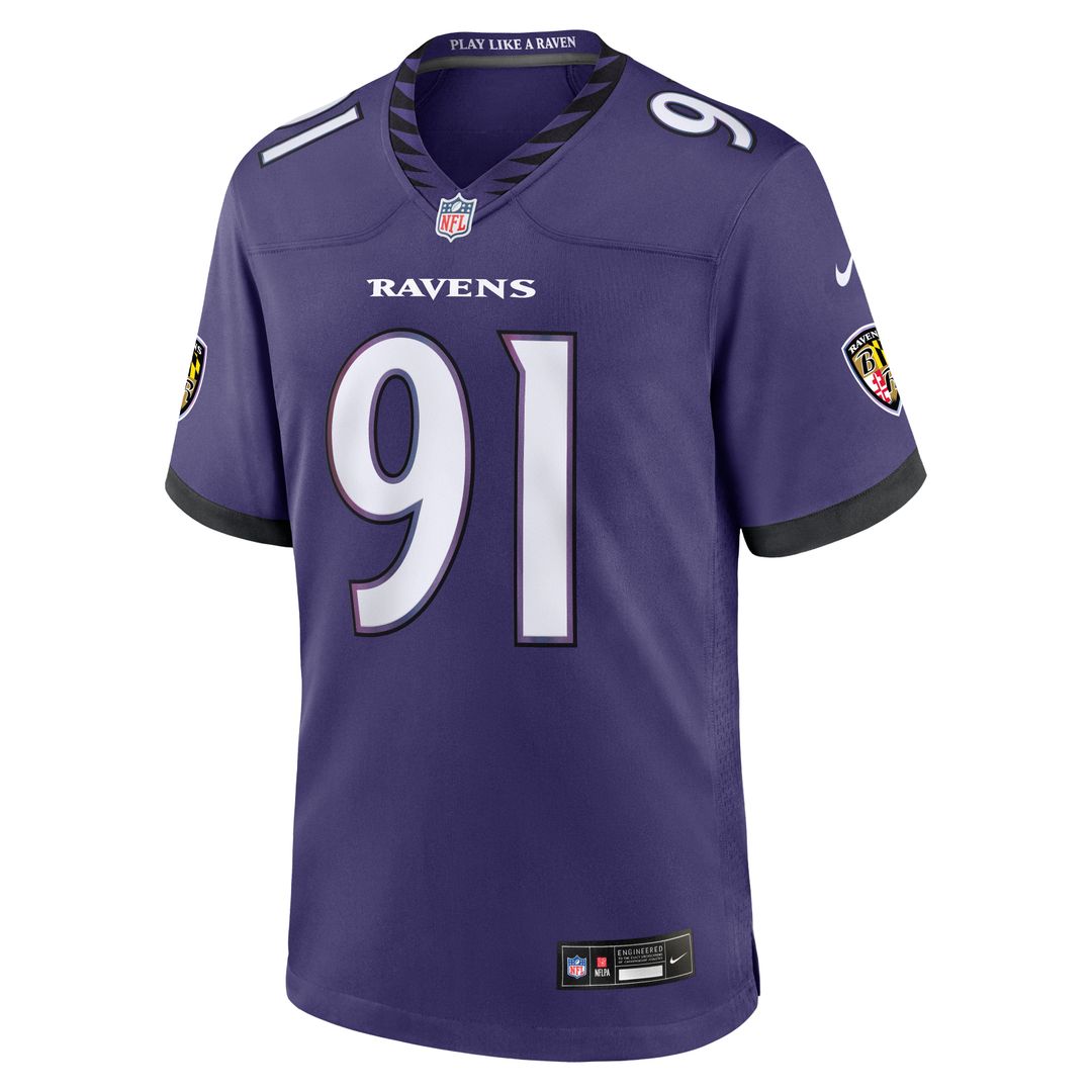 Men's Nike Baltimore Ravens Trey Hendrickson Purple Team Game NFL Jersey