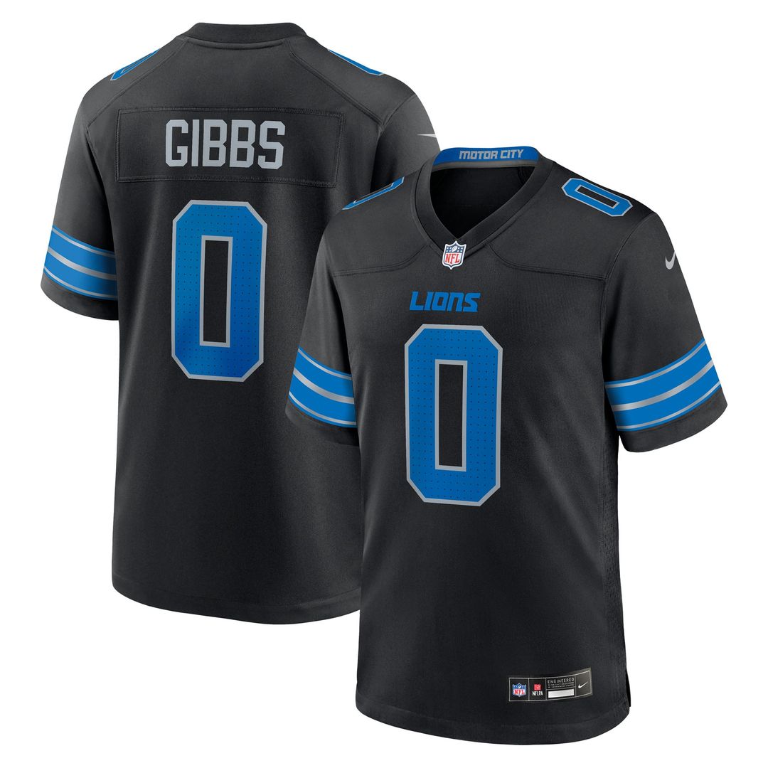 Men's Nike Detroit Lions Jahmyr Gibbs Black 2nd Alternate Game Player NFL Jersey