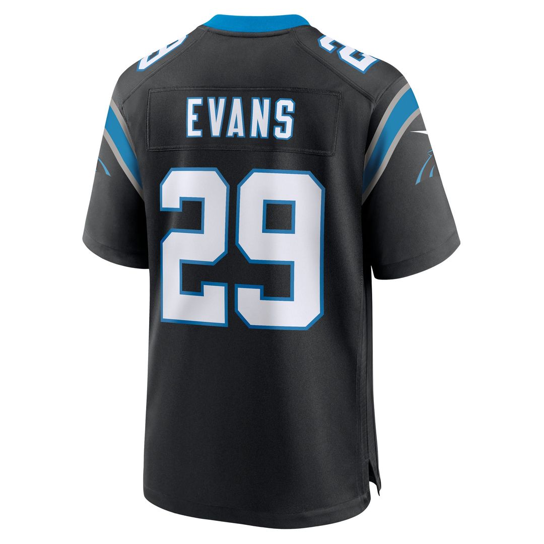 Men's Nike Carolina Panthers Akayleb Evans Black Team Game NFL Jersey