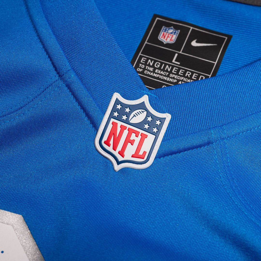 Men's Nike Detroit Lions Giovanni Manu Blue Team Game NFL Jersey