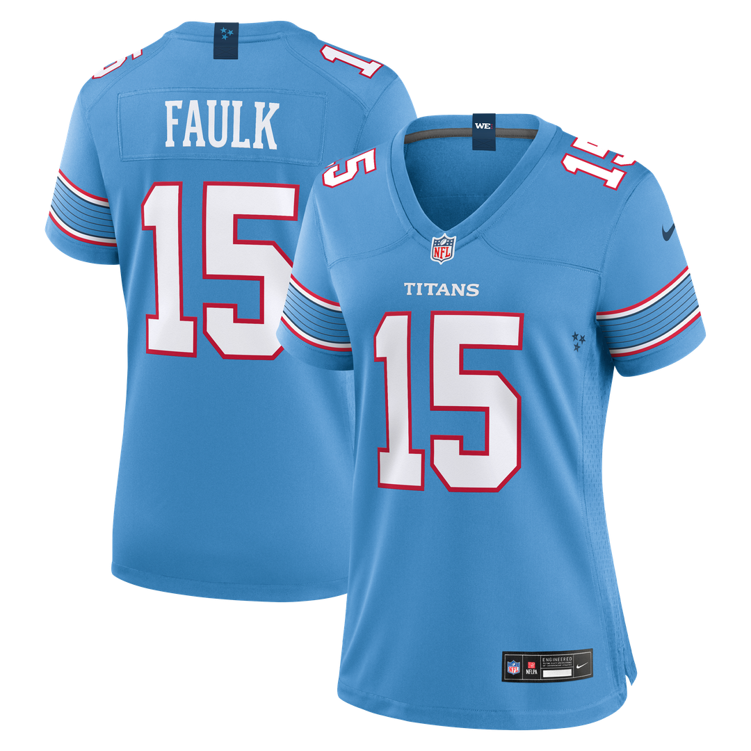 Women's Nike Tennessee Titans Keldric Faulk Light Blue Team Game NFL Jersey