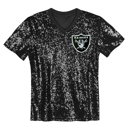 Girls' Youth Las Vegas Raiders Maxx Crosby Black Sequin V-Neck Fashion NFL Jersey
