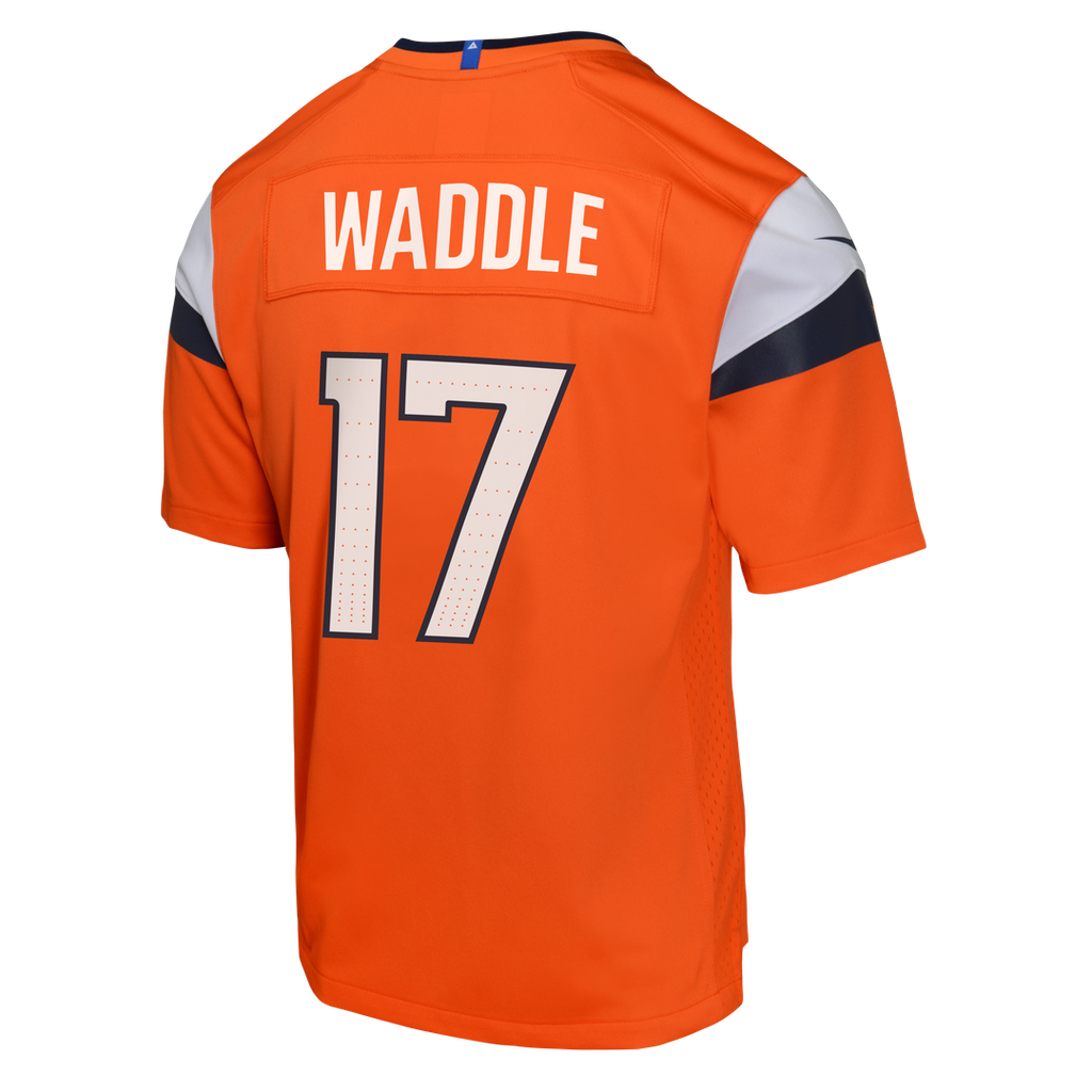 Youth Nike Denver Broncos Jaylen Waddle Orange Game NFL Jersey