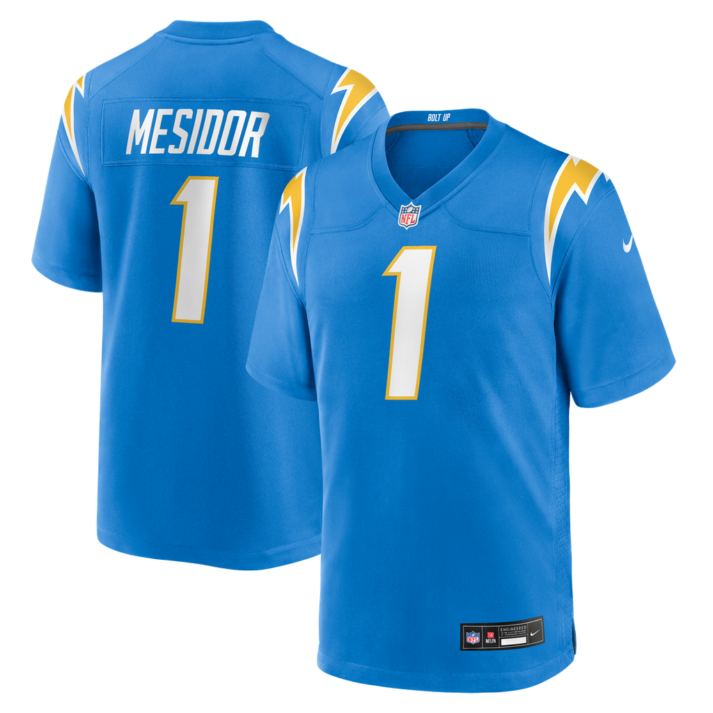 Men's Nike Los Angeles Chargers Akheem Mesidor Powder Blue 2026 NFL Draft First Round Pick No. 22 Team Game NFL Jersey