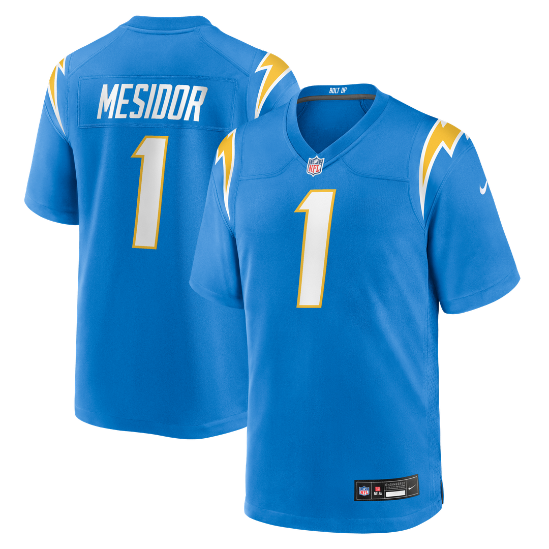 Men's Nike Los Angeles Chargers Akheem Mesidor Powder Blue 2026 NFL Draft First Round Pick No. 22 Team Game NFL Jersey
