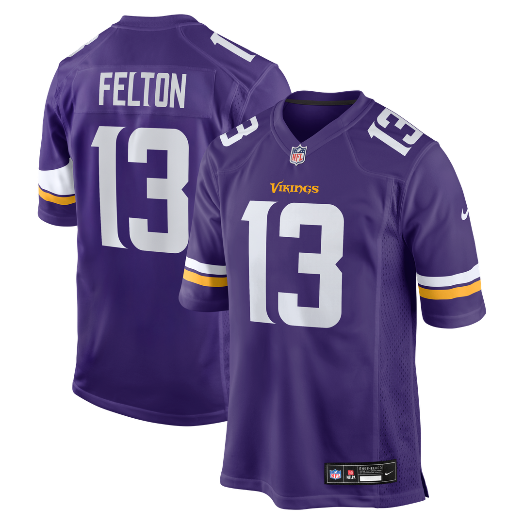 Men's Nike Minnesota Vikings Tai Felton Purple Team Game NFL Jersey