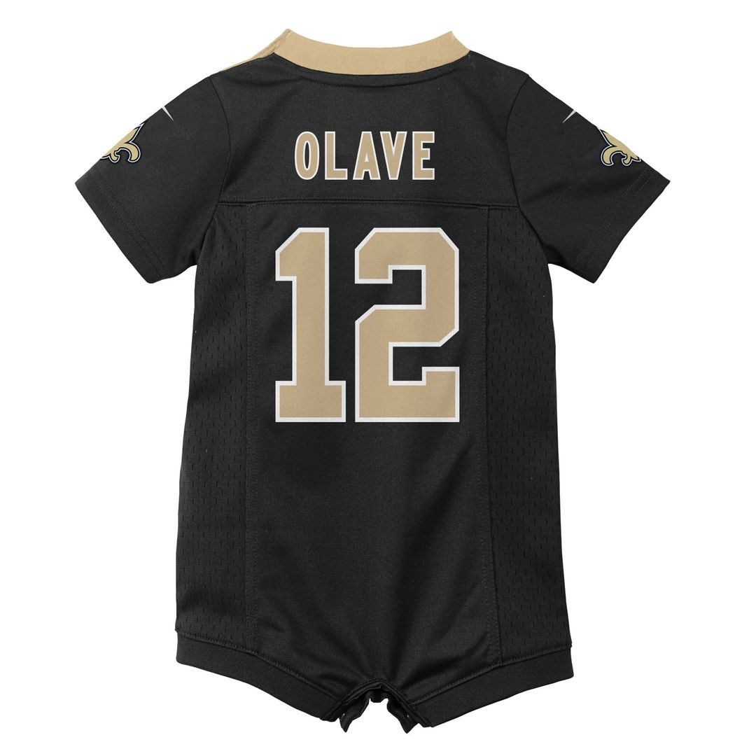 Infant Nike New Orleans Saints Chris Olave Black Newborn & Game Romper NFL Jersey