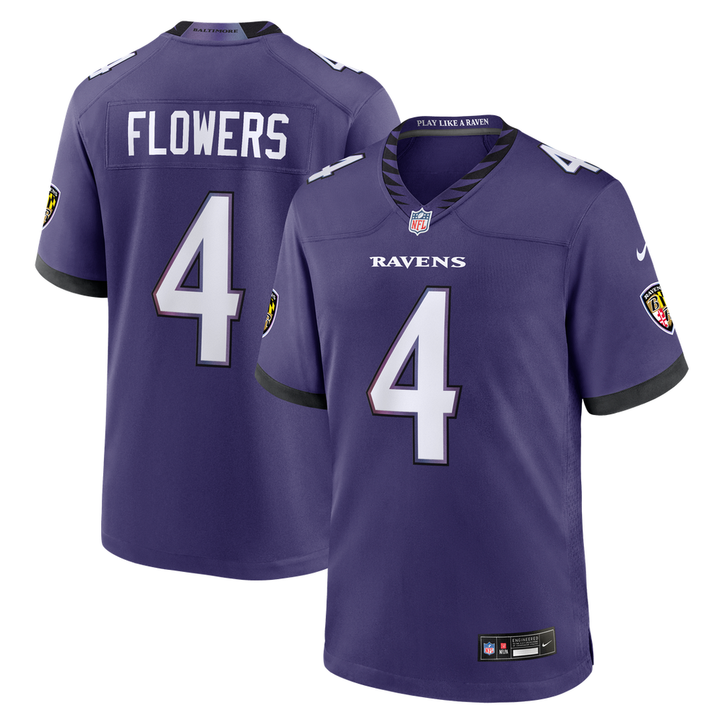 Men's Nike Baltimore Ravens Zay Flowers Purple Team Game NFL Jersey