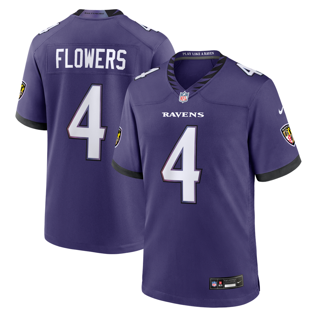 Men's Nike Baltimore Ravens Zay Flowers Purple Team Game NFL Jersey