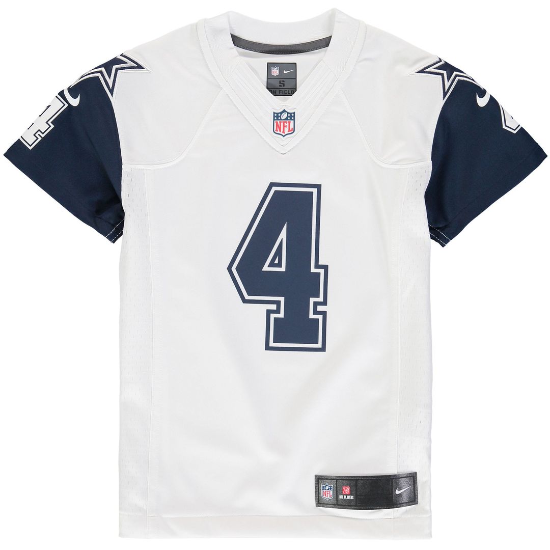Youth Nike Dallas Cowboys Dak Prescott White Color Rush Game NFL Jersey