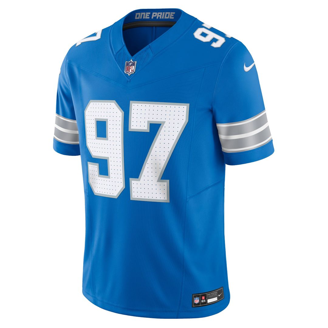 Men's Nike Detroit Lions Aidan Hutchinson Blue Team Vapor F.U.S.E. Limited NFL Jersey