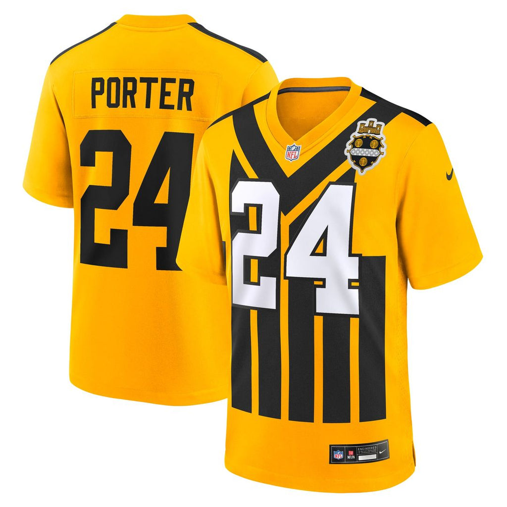 Men's Nike Pittsburgh Steelers Joey Porter Jr. Gold Alternate 1933 Throwback Game NFL Jersey