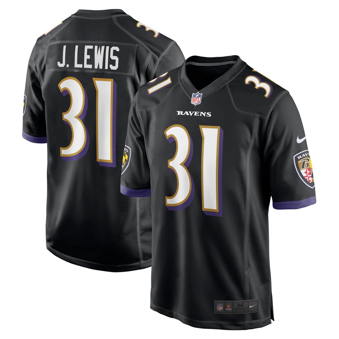 Men's Nike Baltimore Ravens Jamal Lewis Black Retired Player Alternate Game NFL Jersey